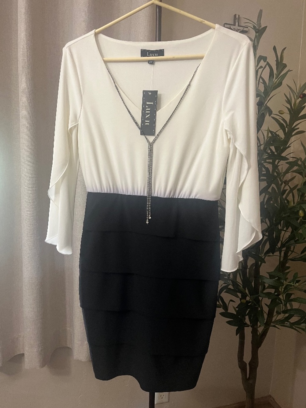 Lux II Dress with removable rhinestone necklace